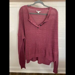 American Eagle Wine Quarter Button Sweater